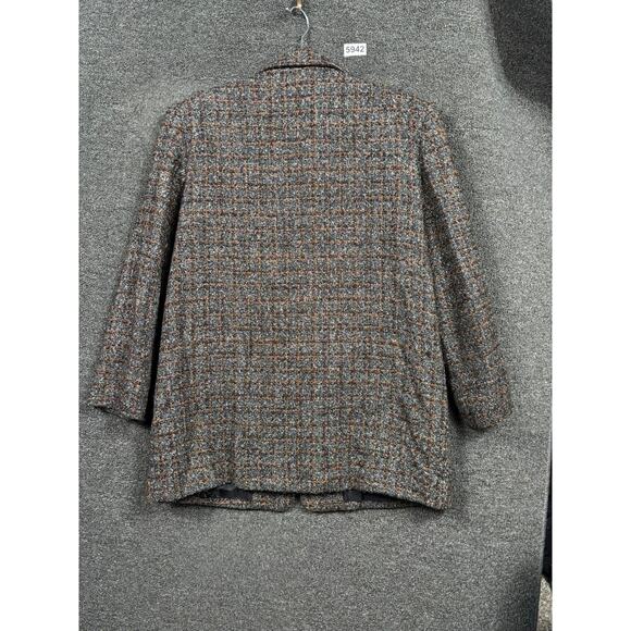 J'Envie Sport Blazer Jacket Womens 14 Gray Brown Tweed Plaid Made in USA Lined - Picture 2 of 7